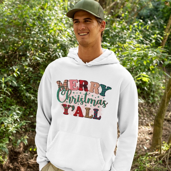 MERRY CHRISTMAS Y'ALL: UNISEX CUSTOM HOODIE - Picture 4 of 5